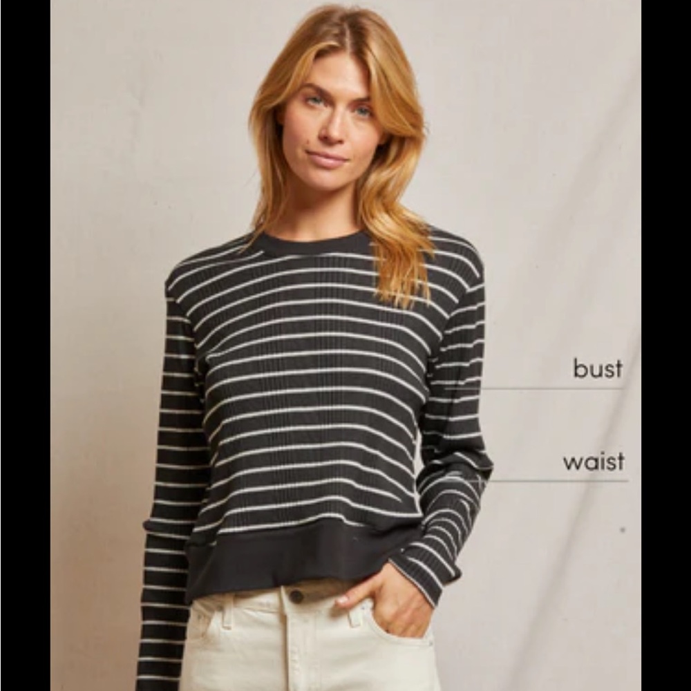 Perfect white tee stef ribbed striped sweatshirt. Medium
